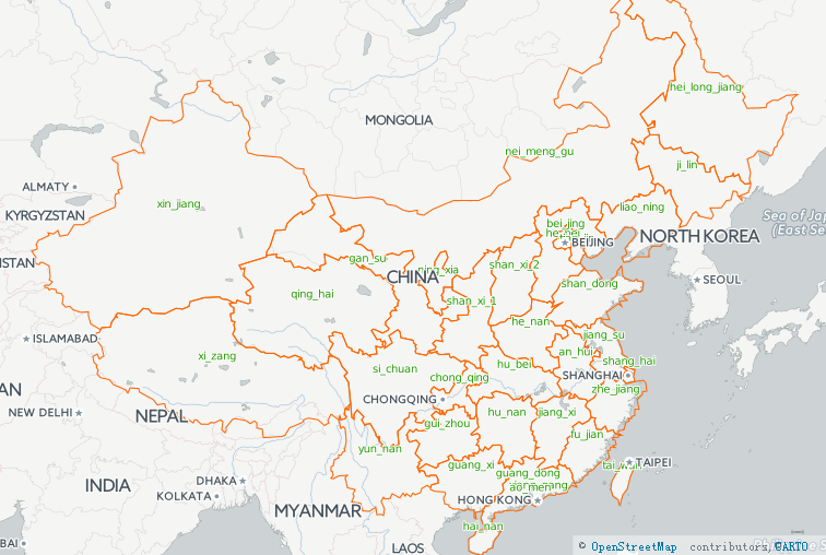 Image: China provinces area